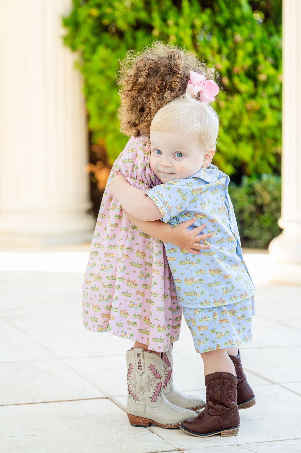 Ruth and Ralph Smocked Cowboy Toile Samuel Shirt/Shorts Set