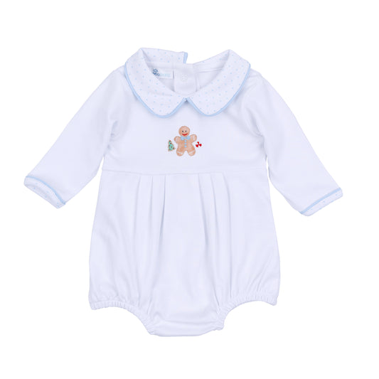 Magnolia Baby Frosted Wonderland Collared Ruffle Bubble- Light Blue