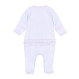 Frosted Wonderland Embroidered Ruffle Footie- Pink