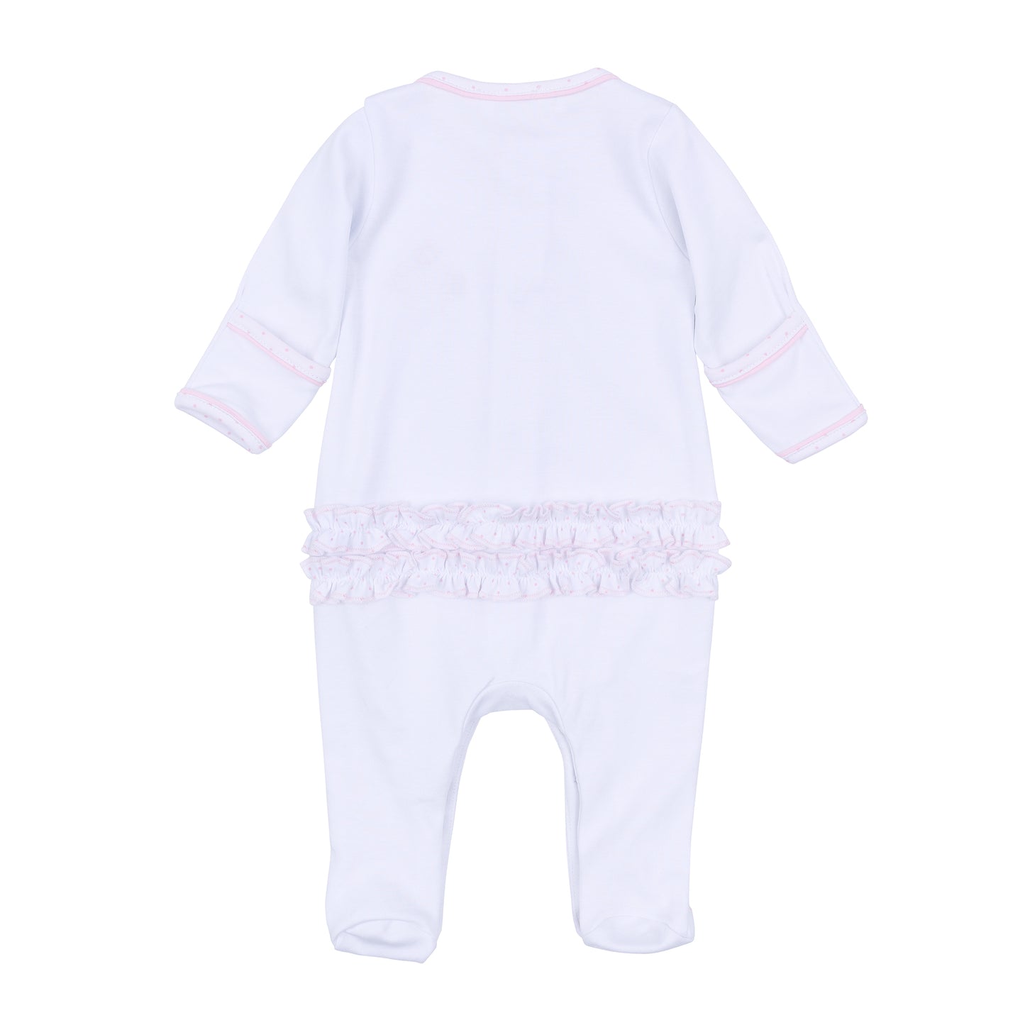Frosted Wonderland Embroidered Ruffle Footie- Pink