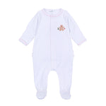 Magnolia Baby Frosted Wonderland Embroidered Ruffle Footie- Pink