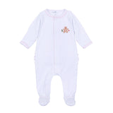 Magnolia Baby Frosted Wonderland Embroidered Ruffle Footie- Pink