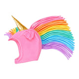 Pink Unicorn Hat  · Rainbow Mane with Gold Horn