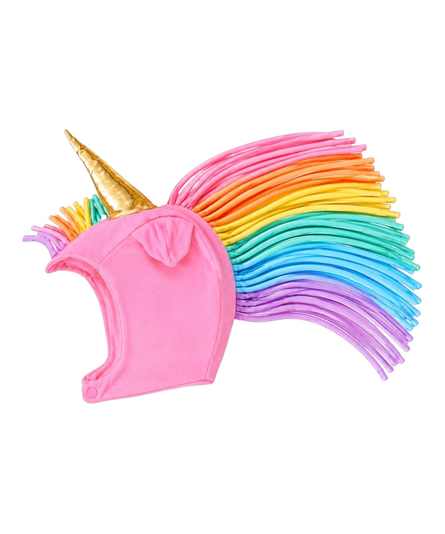 Pink Unicorn Hat  · Rainbow Mane with Gold Horn