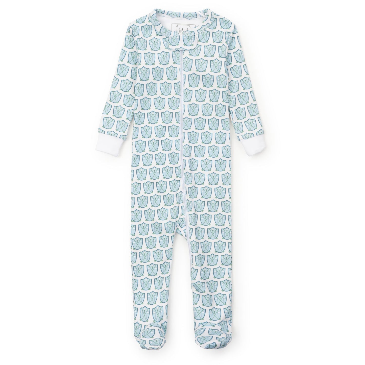 Lila and Hayes Parker Boys' Zipper Pajama - Golf Crest Blue