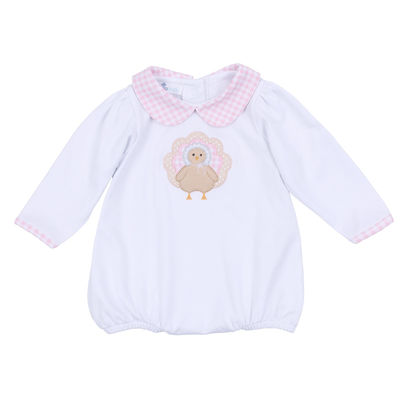 Magnolia Baby Pilgrim Pals Applique Collared Girl Bubble