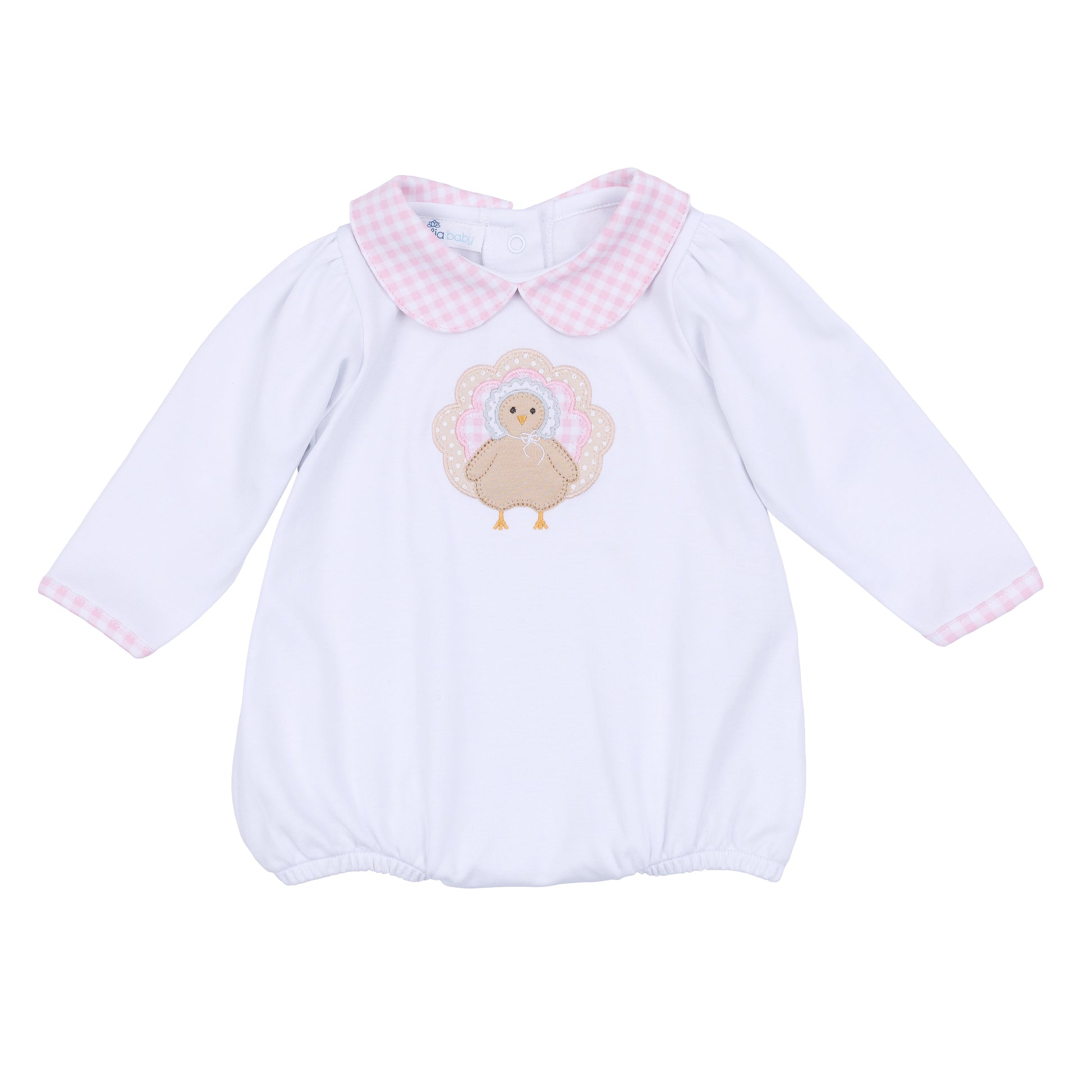 Magnolia Baby Pilgrim Pals Applique Collared Girl Bubble