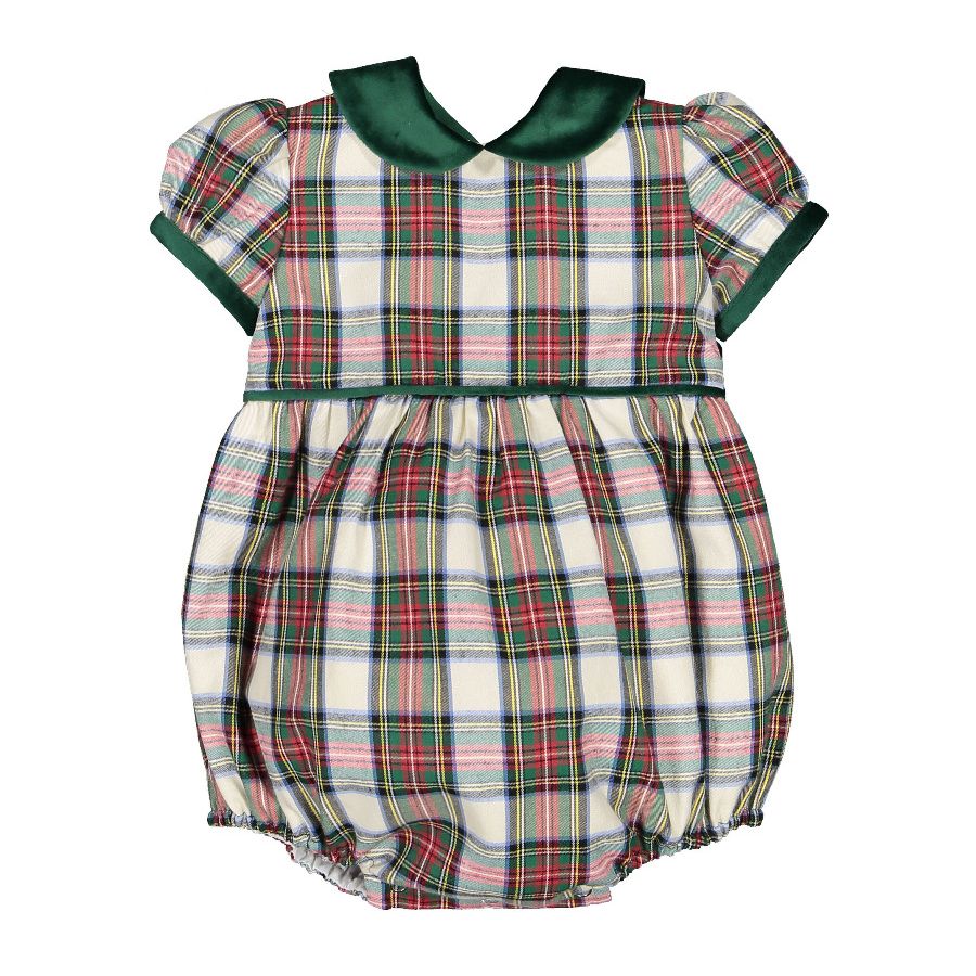 Sal and Pimenta Emerald Green Tartan Romper