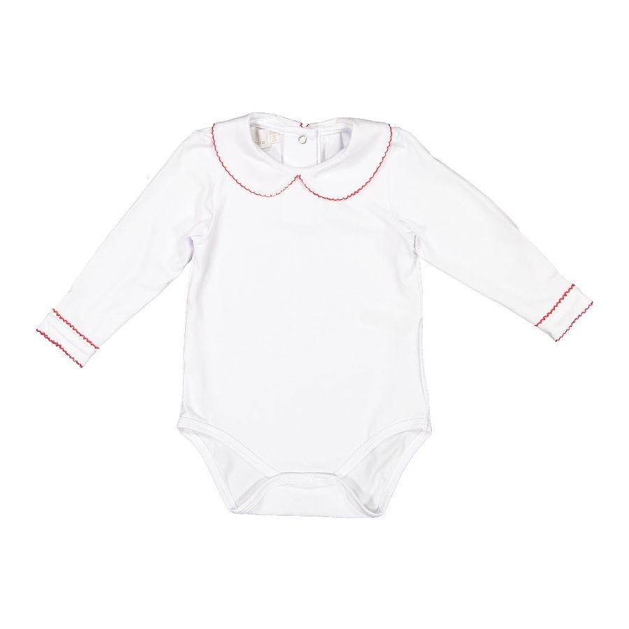 Sal and Pimenta Red Trim Boy Onesie Polo