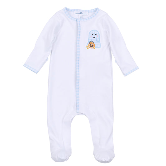 Magnolia Baby Boo Crew Applique Footie- Light Blue