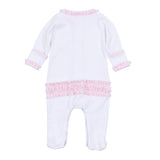 Boo Crew Applique Ruffle Footie- Pink