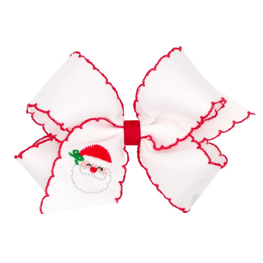 Wee Ones Medium Moonstitch Bow with Embroidered Santa
