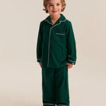 Petite Plume Hunter Green Flannel Children's Pajama Set