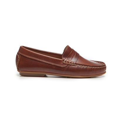 Children Chic Leather Penny Loafers in Brown