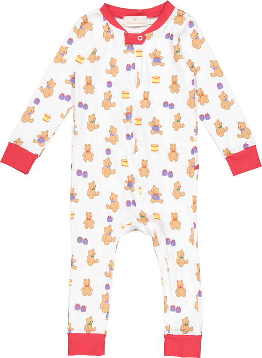 Sal and Pimenta Teddy Trellis Baby Bow Pajamas