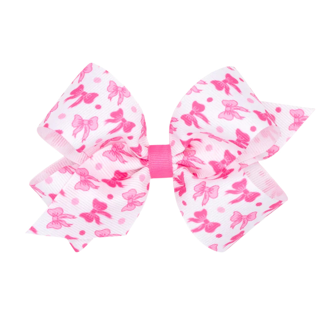 Wee Ones Medium Bow Print Grosgrain Hair Bow