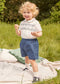 Hand Smocked Short Sleeve Two Piece Set in Royal Blue