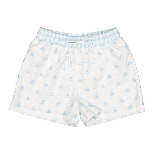 Sal & Pimenta Blue Sailboats Swim Trunks