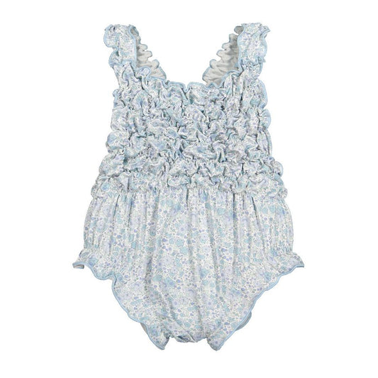 Sal and Pimenta Blue Ditsy Floral Frilled Swimsuit