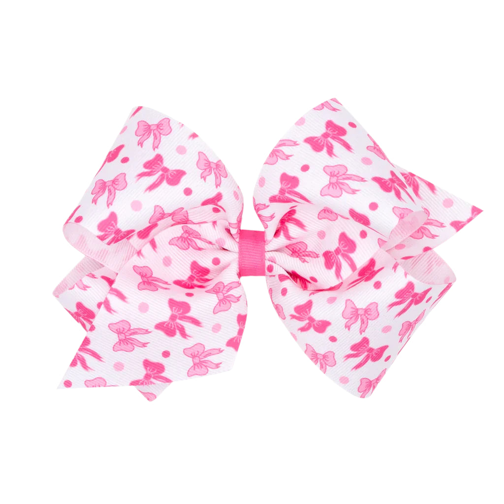 Wee Ones King Bow Print Grosgrain Hair Bow