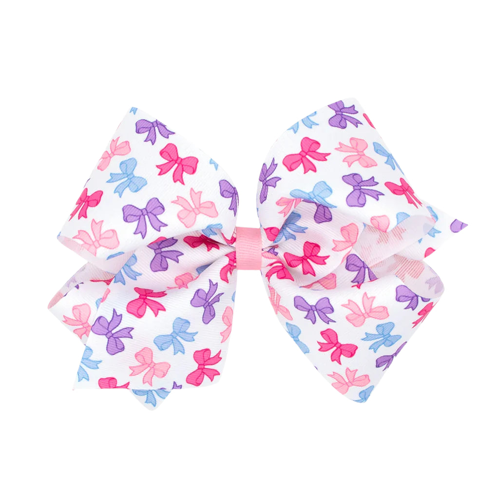 Wee Ones King Multi Bow Print Grosgrain Hair Bow