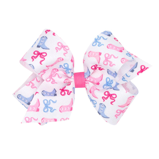 Wee Ones Medium Cowgirl Print Grosgrain Hair Bow