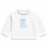 Darling Cowboy Boots Rollneck Sweater- Light Blue