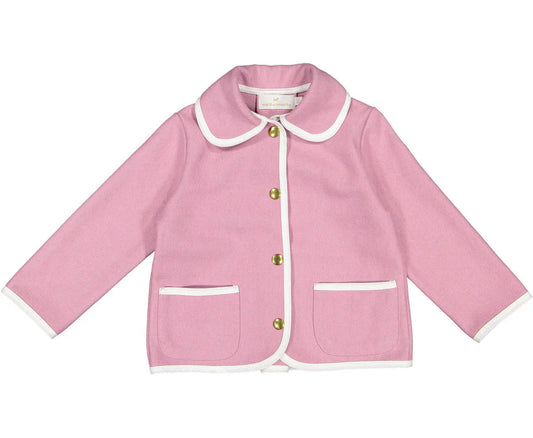 Sal and Pimenta Pink Classic Coat With White Trim