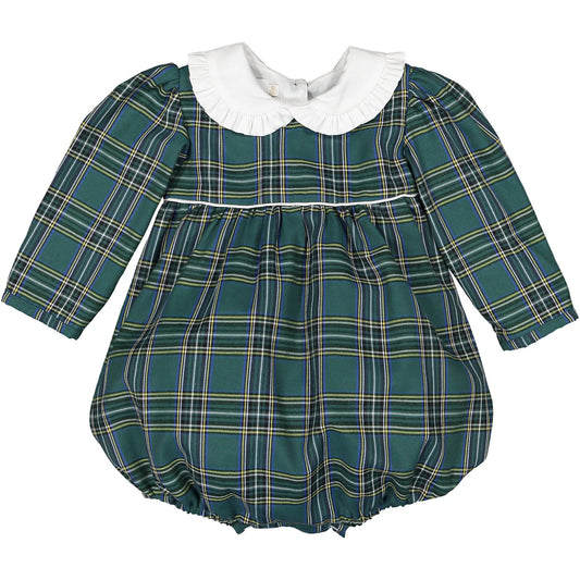 Sal and Pimenta Sleigh Ride Green Tartan Christmas Romper