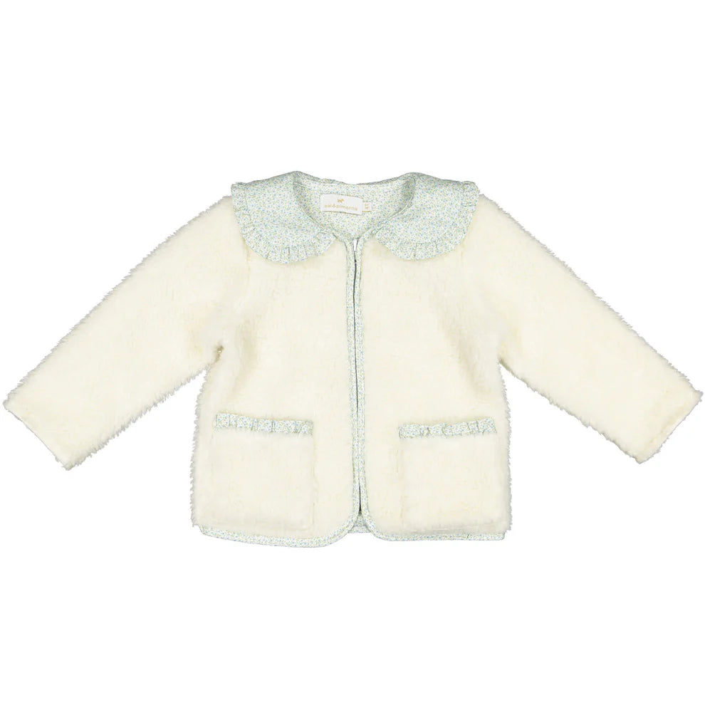 Blue Winter Bloom Fleece Jacket