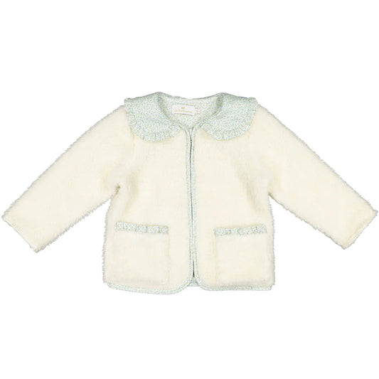 Blue Winter Bloom Fleece Jacket