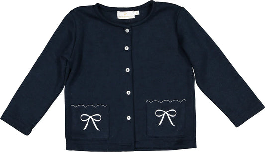 Navy Pocket Bows Cardigan