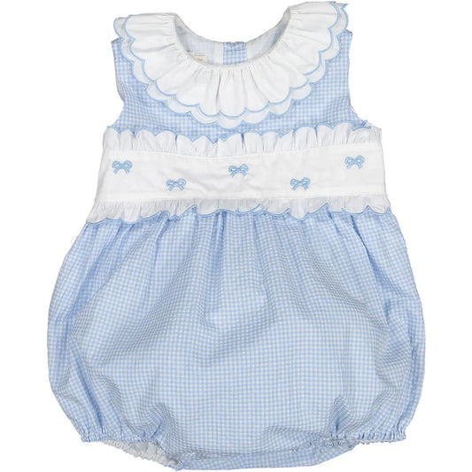 Sal and Pimenta Mini Blue Gingham Romper