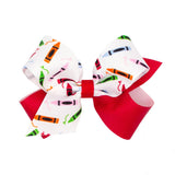 Wee Ones Medium Back To School Colorblock Crayons Hair Bow