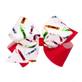 Wee Ones King Back To School Colorblock Crayons Hair Bow