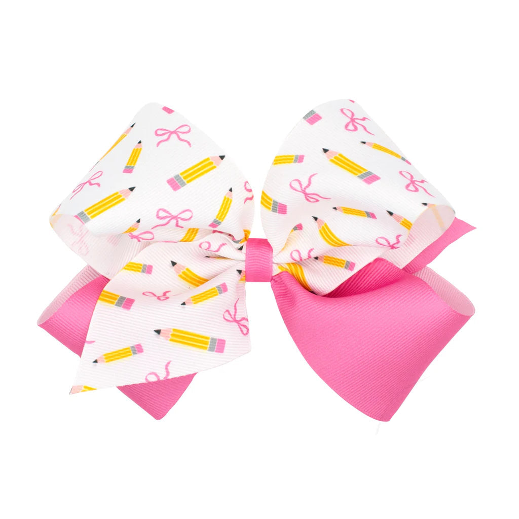Wee Ones King Back To School Colorblock Pencil Hair Bow
