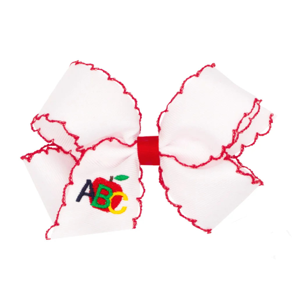 Wee Ones Medium Back To School Moonstitch ABC's Embroidered Hair Bow
