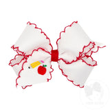 Wee Ones Medium Back To School Moonstitch Pencil Embroidered Hair Bow