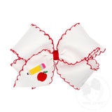 Wee Ones King Back To School Moonstitch Pencil Embroidered Hair Bow