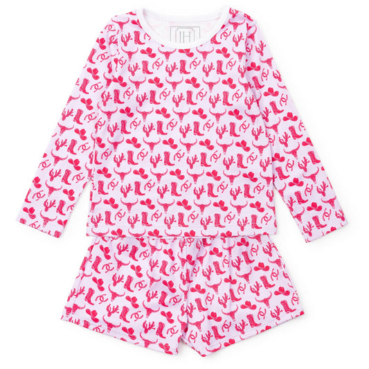 Lila and Hayes Sophie Girls' Short Set - Wild West Pink