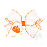 Wee Ones Medium Harvest Pumpkin Embroidered Moonstitch Bow