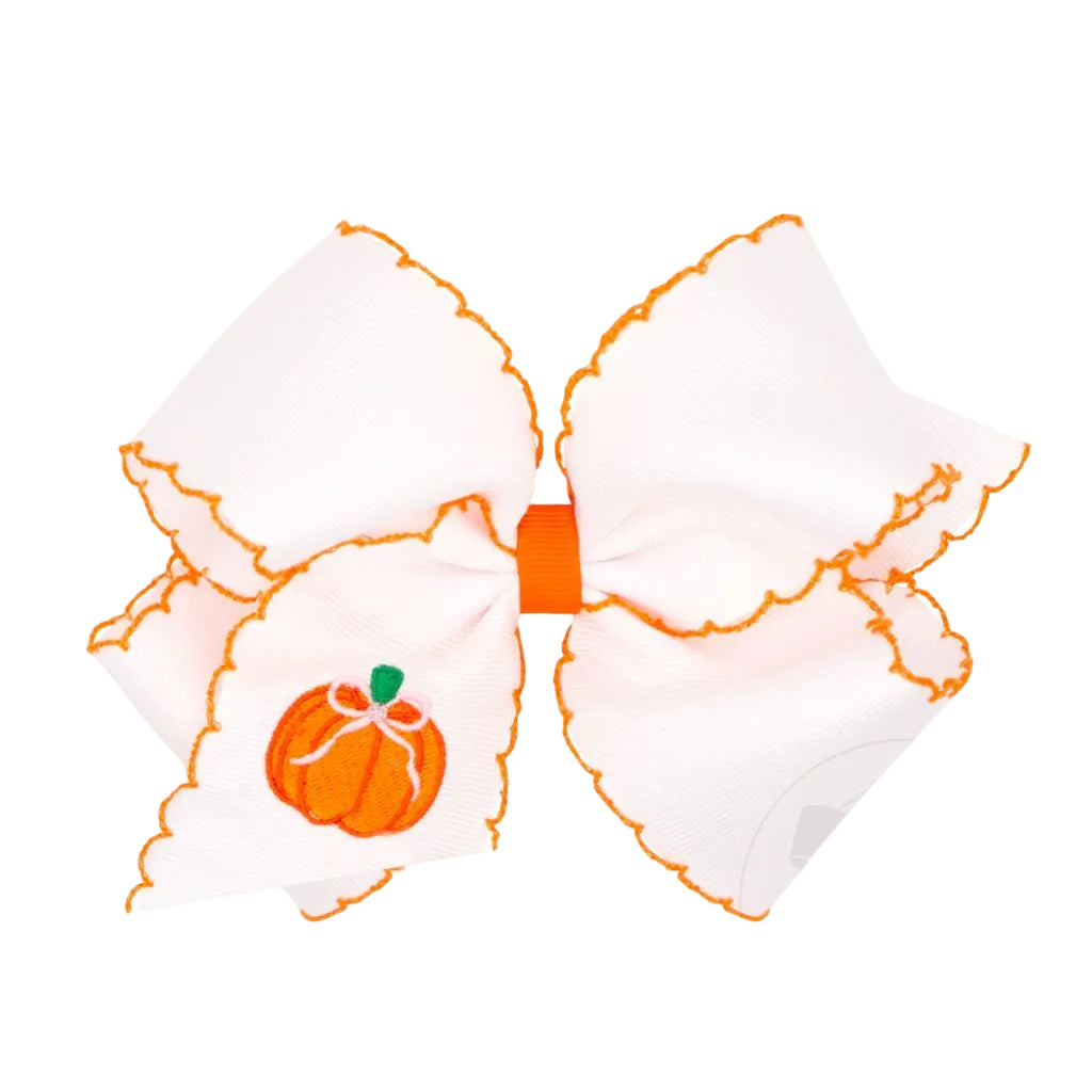 Wee Ones King Harvest Pumpkin Embroidered Moonstitch Bow