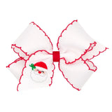 Wee Ones Medium Moonstitch Santa Embroidered Hair Bow