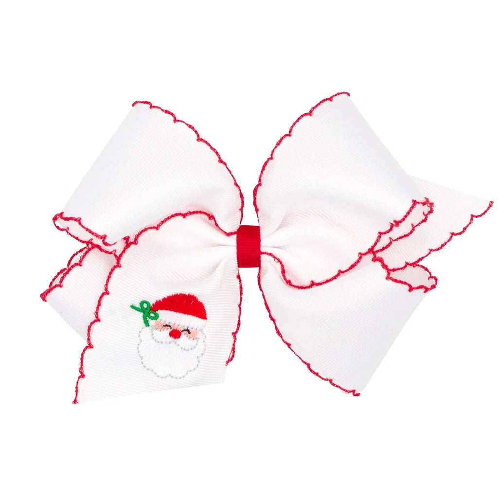 Wee Ones King Moonstitch Santa Embroidered Hair Bow