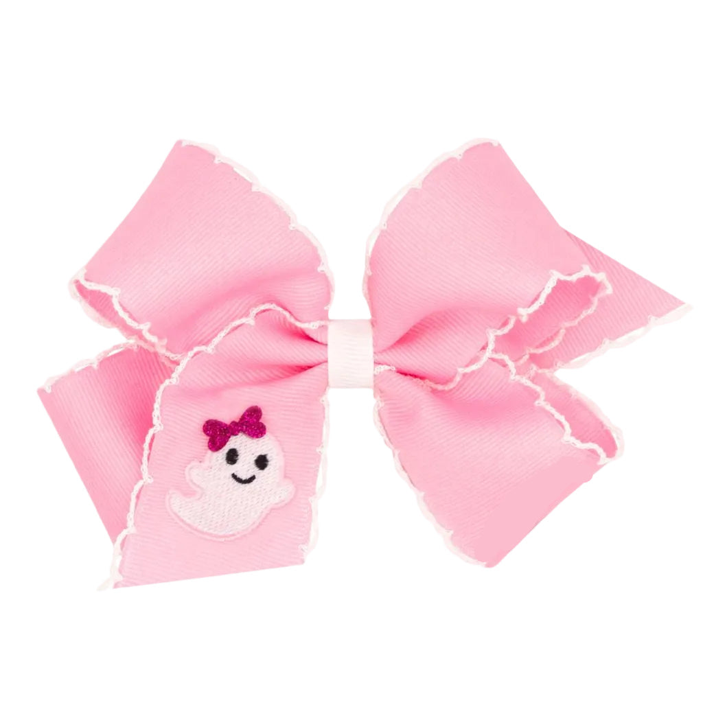 Wee Ones Medium Halloween Ghost Embroidered Moonstitch Bow