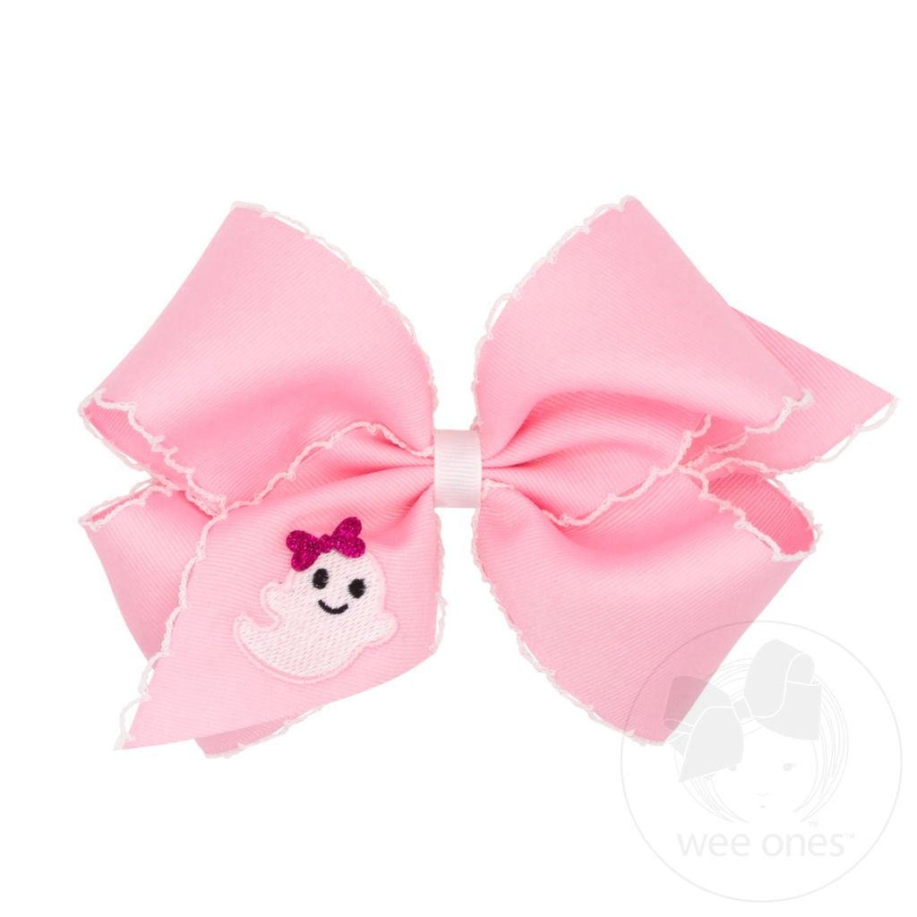 Wee Ones King Halloween Ghost Embroidered Moonstitch Bow