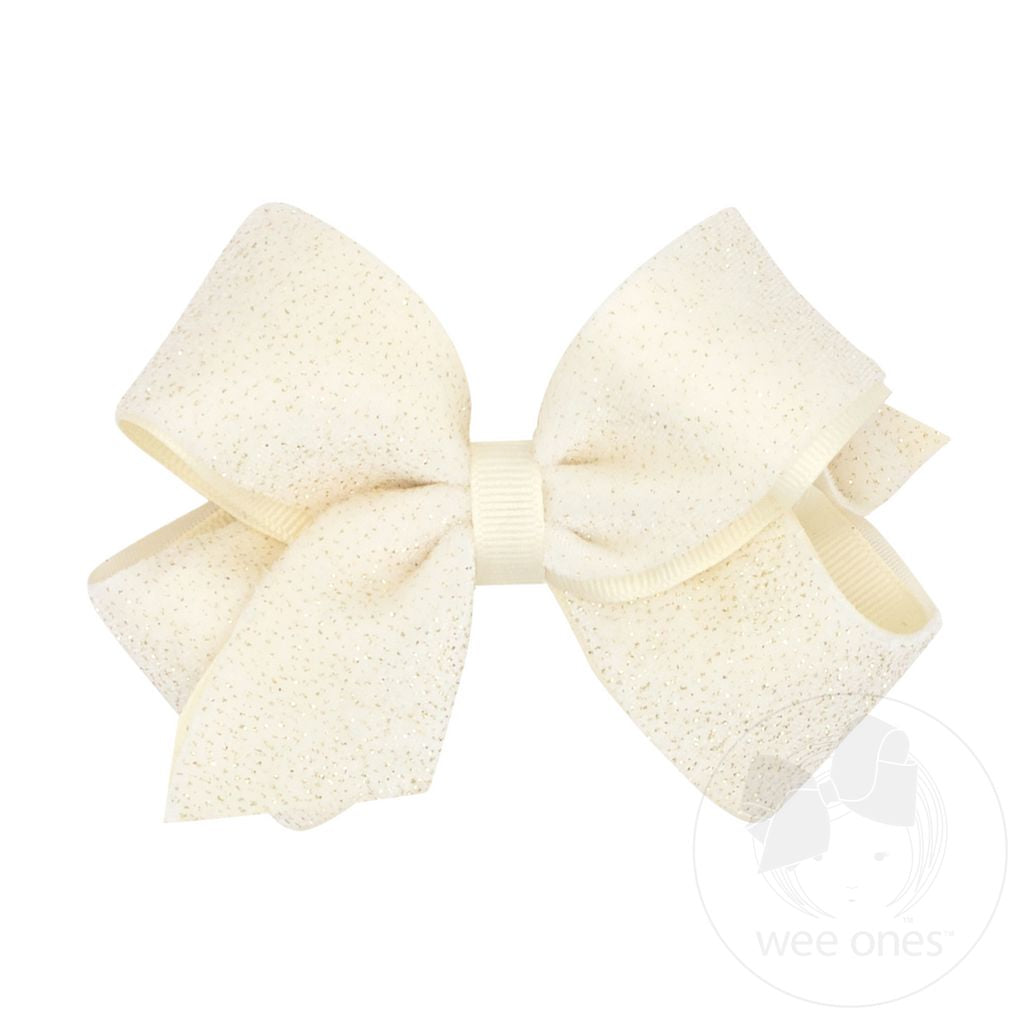 Wee Ones Medium Sparkle Velvet and Grosgrain Underlay Hair Bow