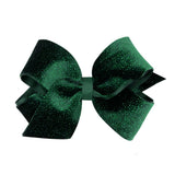 Wee Ones Medium Sparkle Velvet and Grosgrain Hair Bow- Forest Green
