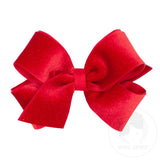 Wee Ones Medium Sparkle Velvet and Grosgrain Hair Bow- Red