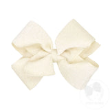 Wee Ones King Sparkle Velvet and Grosgrain Hair Bow- Antique White